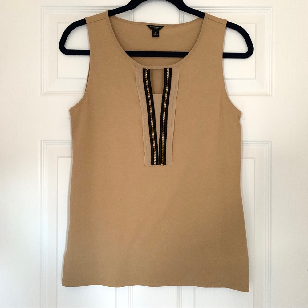 Ann Taylor Keyhole Tan Tank Sz Small Chain Detail